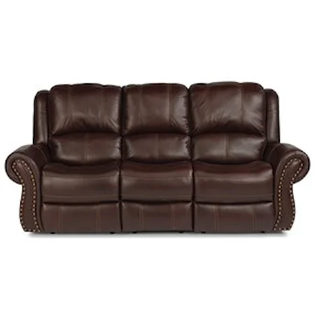 Transitional Power Reclining Sofa with Power Headrest and Power Lumbar